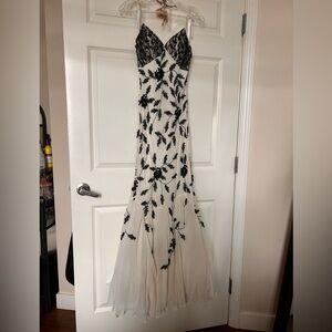 Y2K vintage 90s black and white beaded prom dress